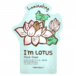 Tony Moly, I'm Lotus,тканевая маска для придания сияния, 1 шт., 21 г (0,74 унции)