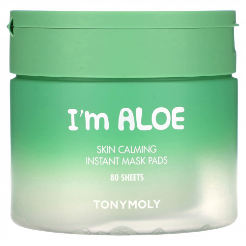 Tony Moly, I'm Aloe, успокаивающие успокаивающие салфетки-маски для кожи, 80 шт. По 120 г (4,23 унции)