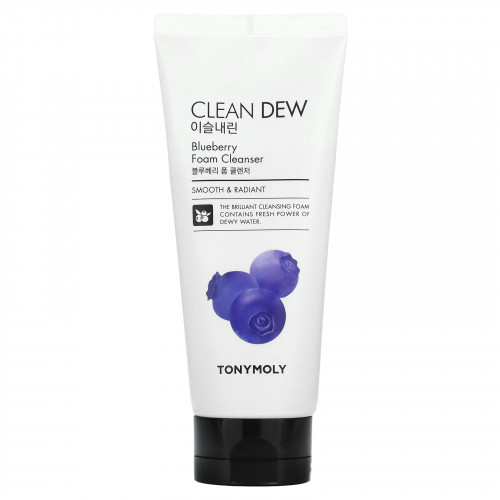 Tony Moly, Clean Dew, очищающая пенка с черникой, 180 мл