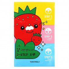 Tony Moly, Runaway Strawberry Seeds, 3-ступенчатая упаковка для носа, 1 набор