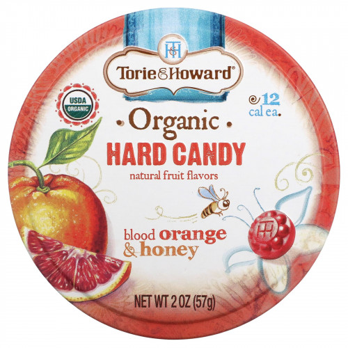 Torie & Howard, Органические леденцы, красный апельсин и мед, 57 г (2 унции)