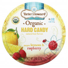 Torie & Howard, органические леденцы, лимон Мейера и малина, 57 г (2 унции)