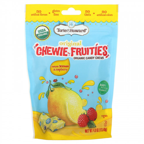 Torie & Howard, Original Chewie Fruities, органические жевательные конфеты, лимон Мейера и малина, 113,40 г (4 унции)