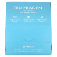 Tru Niagen, увеличение содержания НАД+, никотинамид рибозид, без добавок, 30 пакетиков по 4 г (0,14 унции)