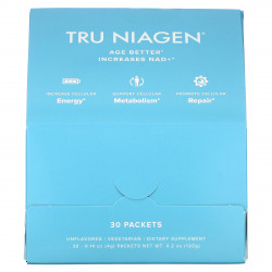 Tru Niagen, увеличение содержания НАД+, никотинамид рибозид, без добавок, 30 пакетиков по 4 г (0,14 унции)