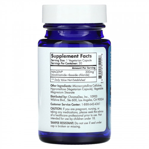 Tru Niagen, никотинамид рибозид, 300 мг, 30 вегетарианских капсул