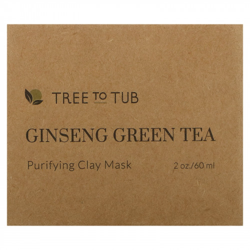 Tree To Tub, очищающая маска для пор с активированным углем и бентонитовой глиной, зеленый чай и витамин C, для чувствительной кожи, 60 мл (2 жидк. унции)