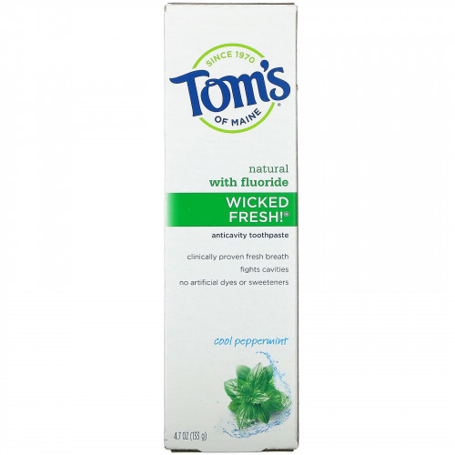 Tom's of Maine, Wicked Fresh!, натуральная зубная паста против кариеса с фторидом, освежающая перечная мята, 133 г (4,7 унции)