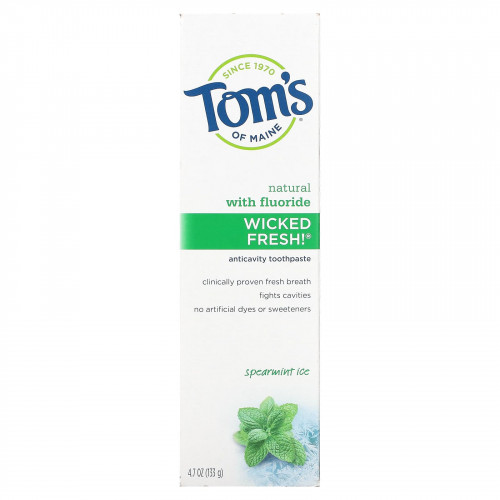 Tom's of Maine, Wicked Fresh, натуральная зубная паста от кариеса с фтором, мятный лед, 133 г (4,7 унции)