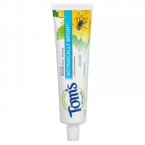 Tom's of Maine, Natural Botanically Bright Whitening Toothpaste, без фтора, перечная мята, 133 г (4,7 унции)