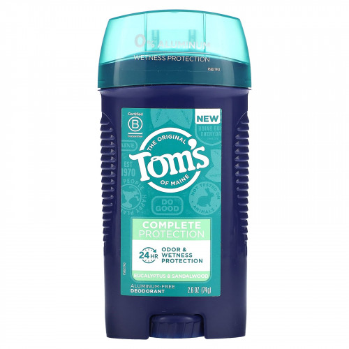 Tom's of Maine, Дезодорант для комплексной защиты без алюминия, эвкалипт и сандал, 74 г (2,6 унции)