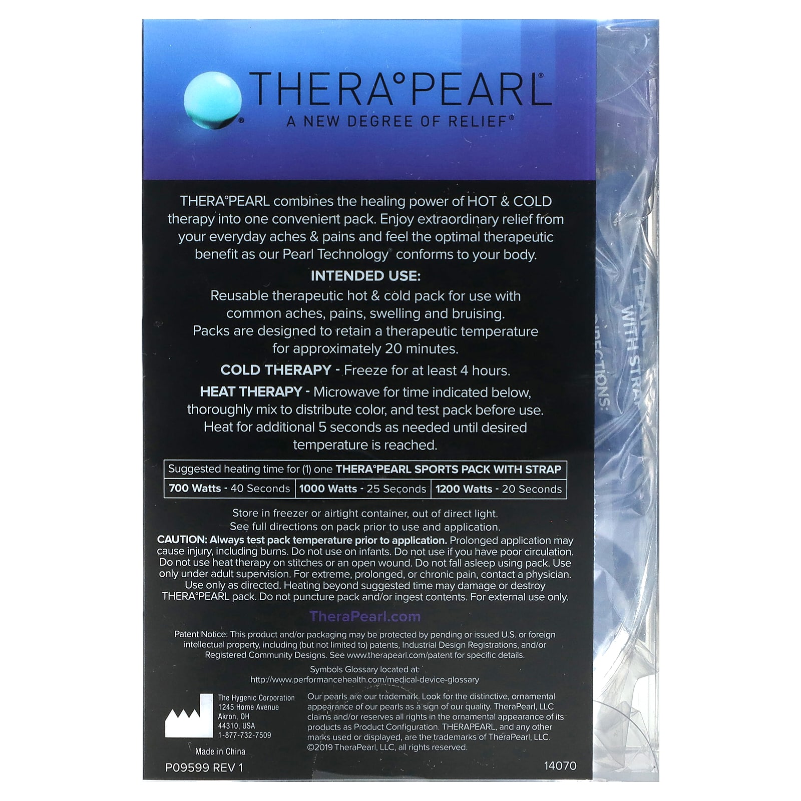 TheraPearl, многоразовая упаковка, меняющая цвет, с помощью горячего и холодного напитка, для физической активности, с ремешком, 1 шт.