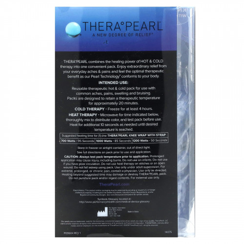 TheraPearl, Многоразовая упаковка для горячей и холодной воды для изменения цвета, коленная повязка с ремешком, 1 коленная повязка Thera Pearl