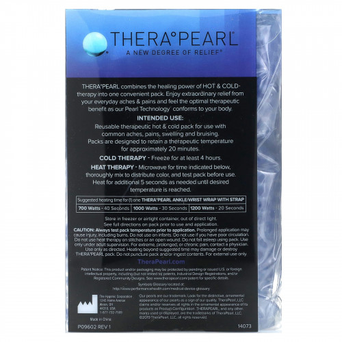 TheraPearl, Многоразовая упаковка для горячей и холодной смены цвета, бинт с ремешком для щиколотки / запястья, 1 шт.