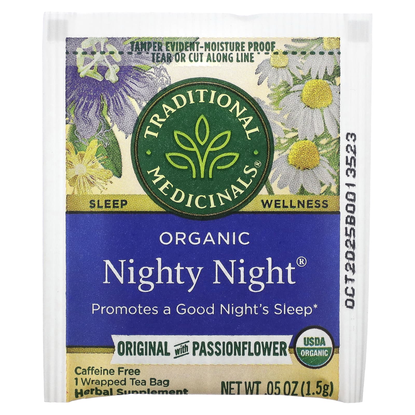 Traditional Medicinals, Organic Nighty Night, оригинальный с пассифлорой, без кофеина, 16 чайных пакетиков в упаковке, 24 г (0,85 унции)