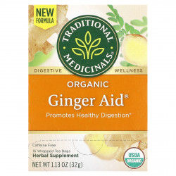 Traditional Medicinals, Ginger Aid, органический, (имбирь), без кофеина, 16 чайных пакетиков, 32 г (1,13 унции)