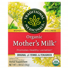 Traditional Medicinals, Mother's Milk, органический фирменный чай с фенхелем и пажитником, без кофеина, 32 чайных пакетиков, 56 г (1,98 унции)