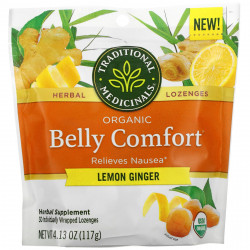 Traditional Medicinals, Organic Belly Comfort, лимон и имбирь, 30 леденцов в индивидуальной упаковке