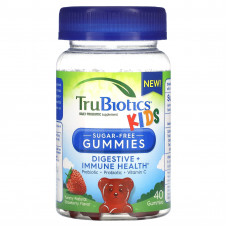 TruBiotics, Дети, ежедневная добавка с пробиотиками, вкусная натуральная клубника, 40 жевательных таблеток
