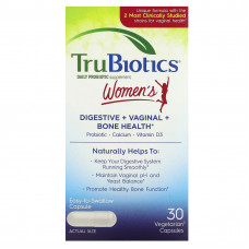 TruBiotics, Здоровье пищеварительной системы, влагалища и костей для женщин, 30 вегетарианских капсул