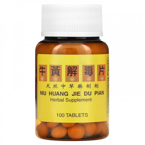 Tong Ren Tang, Ню Хуан Цзе Ду Пянь, поддерживает здоровье внутреннего уха, полости рта, зубов и горла, 100 таблеток