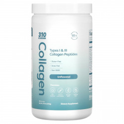 310 Nutrition, Collagen, пептиды коллагена типа 1 и 2, без вкусовых добавок, 309 г (10,9 унции)