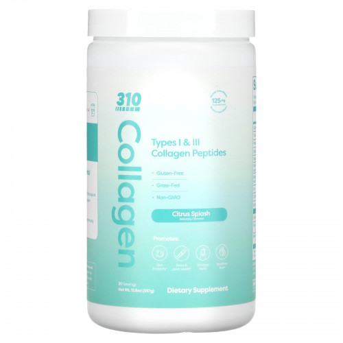 310 Nutrition, Collagen, пептиды коллагена типа I и III, цитрусовые, 357 г (12,6 унции)
