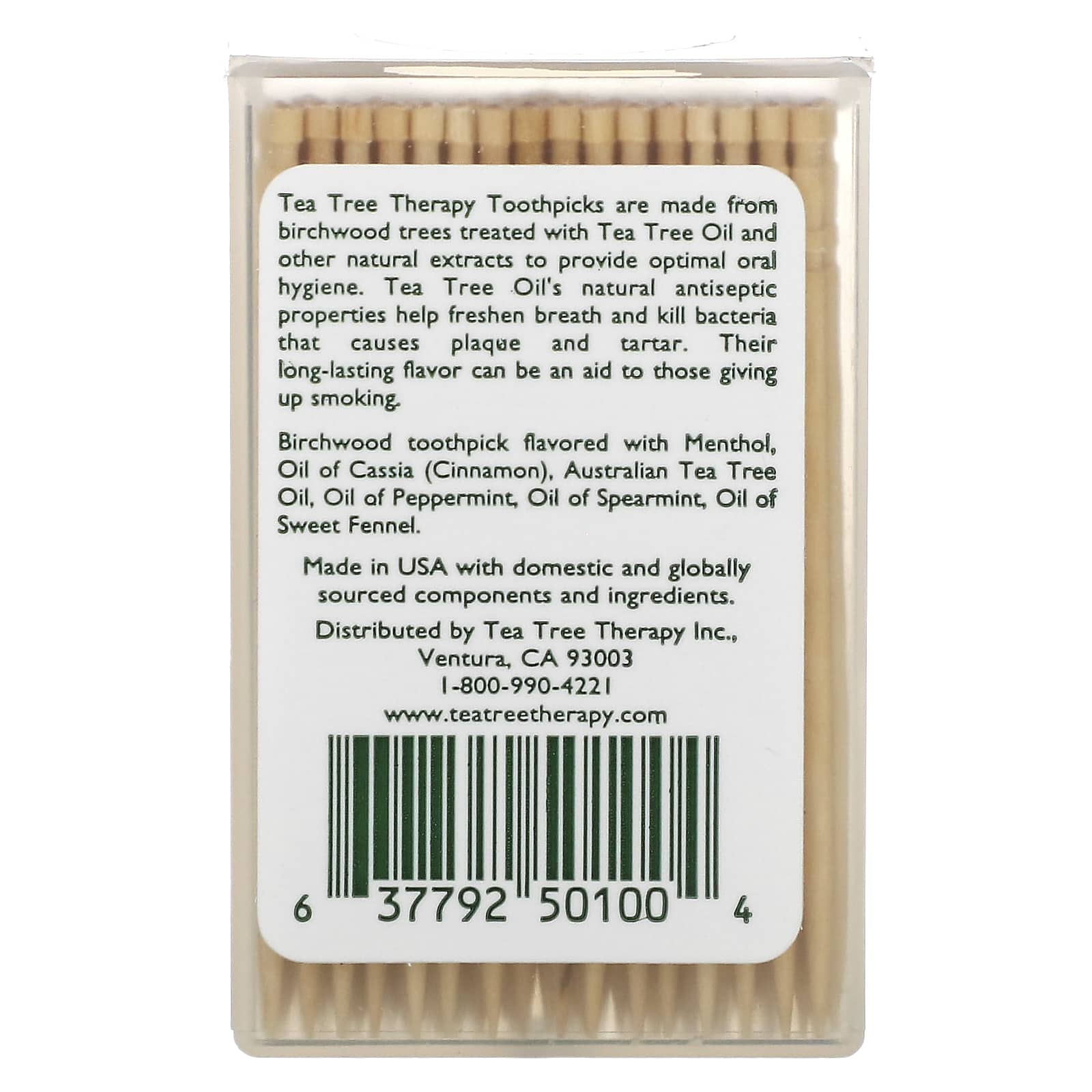 Tea Tree Therapy, Зубочистки Tea Tree TherapyToothpicks, мятные, примерно 100 штук