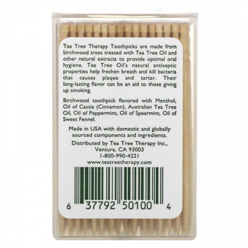 Tea Tree Therapy, Зубочистки Tea Tree TherapyToothpicks, мятные, примерно 100 штук