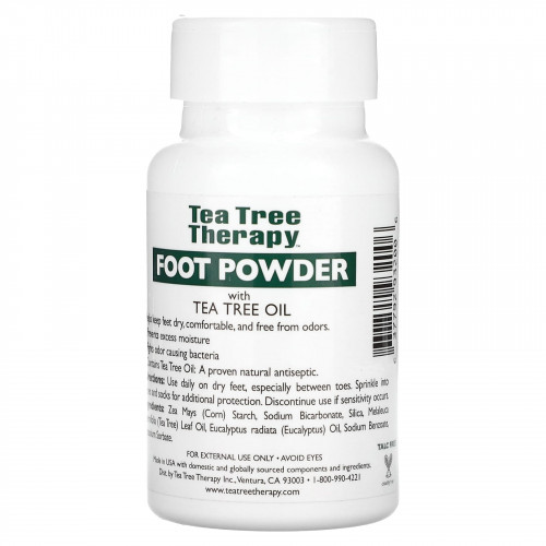 Tea Tree Therapy, Антисептическая пудра для ног с маслом чайного дерева, без запаха, 85 г (3 унции)