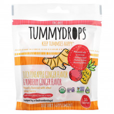 Tummydrops, Органический сочный ананас, имбирь и юмберри, имбирь, 33 пастилки
