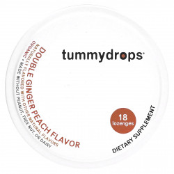 Tummydrops, Леденцы с двойным имбирем, персик, 18 леденцов