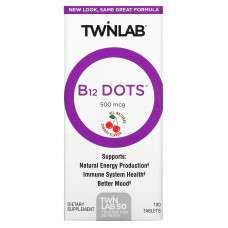 Twinlab, B12 Dots, вишня, 500 мкг, 100 таблеток