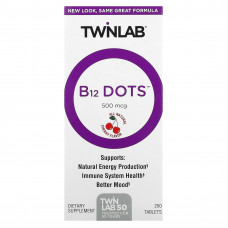 Twinlab, B-12 Dots, вишня, 500 мкг, 250 таблеток
