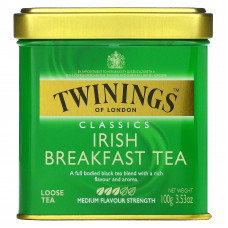 Twinings, Irish Breakfast, классический листовой чай, 100 г (3,53 унции)