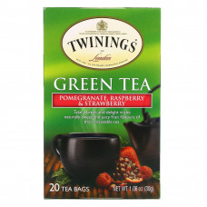 Twinings, зеленый чай, гранат, малина и клубника, 20 чайных пакетиков, 30 г (1,06 унции)