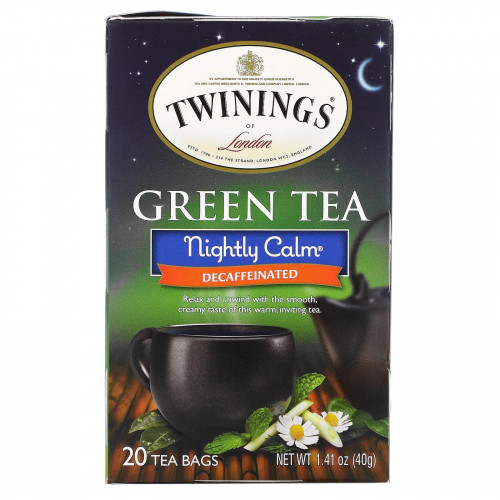 Twinings, Nightly Calm, зеленый чай без кофеина, полученный природным способом, 20 пакетиков, 40 г (1,41 унции)