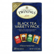 Twinings, черный чай, набор разных сортов, 20 чайных пакетиков, 40 г (1,41 унции)