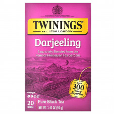 Twinings, 100% чистый черный чай, Дарджилинг, 20 чайных пакетиков, 40 г (1,41 унции)