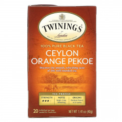 Twinings, Цейлонский апельсиновый чай Pekoe, 20 чайных пакетиков, 40 г (1,41 унции)