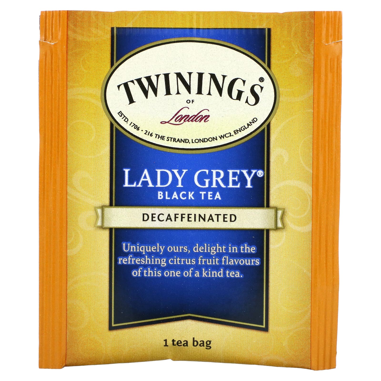 Twinings, Lady Grey, черный чай, без кофеина, 20 чайных пакетиков, 40 г (1,41 унции)