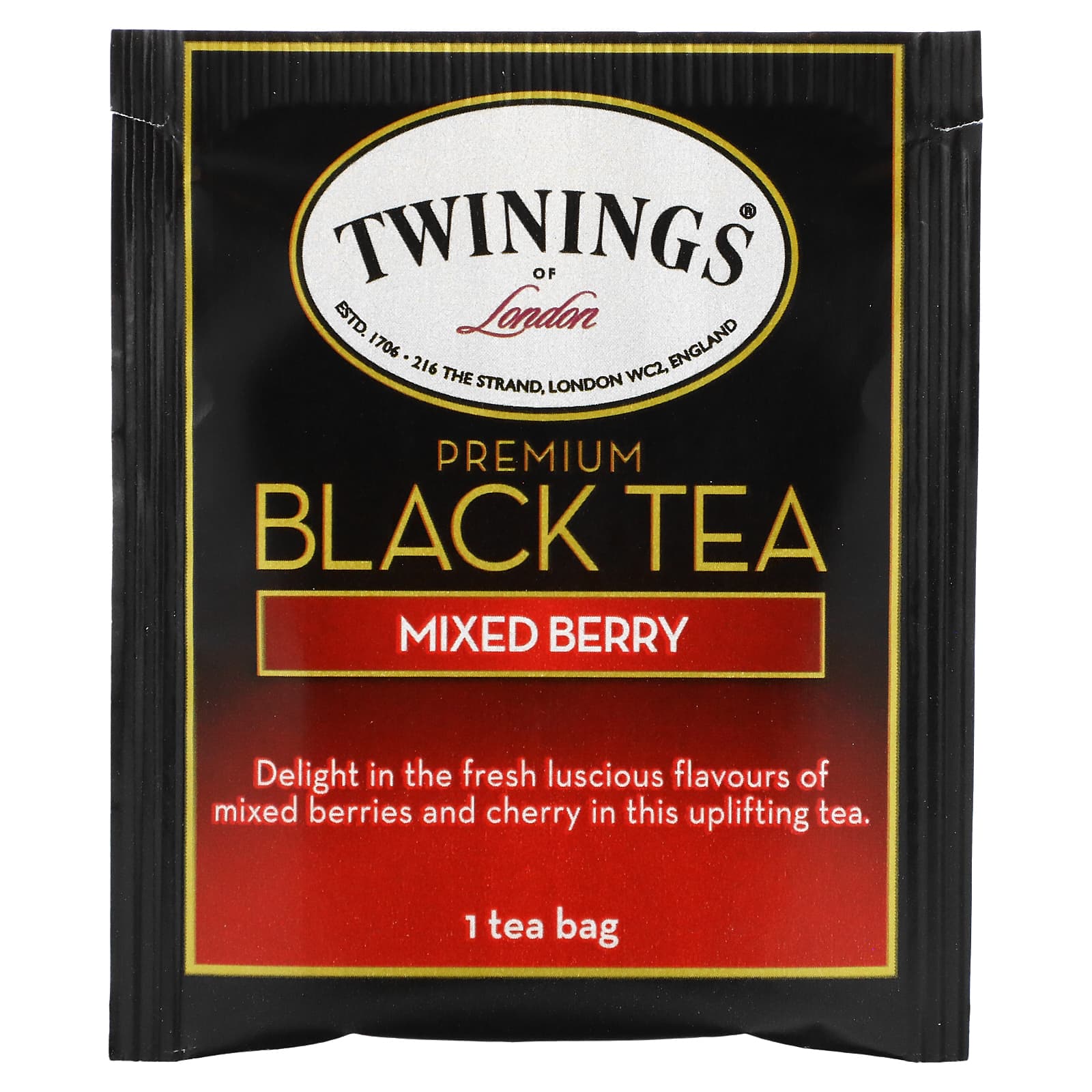 Twinings, черный чай премиального качества, ягодный вкус, 20 чайных пакетиков, 40 г (1,41 унции)