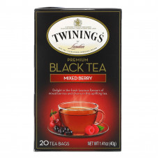 Twinings, черный чай премиального качества, ягодный вкус, 20 чайных пакетиков, 40 г (1,41 унции)