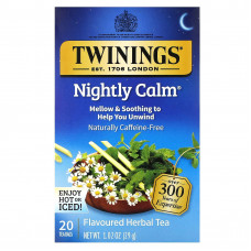 Twinings, травяной чай, ночное успокоение, без кофеина, 20 чайных пакетиков, 29 г (1,02 унции)