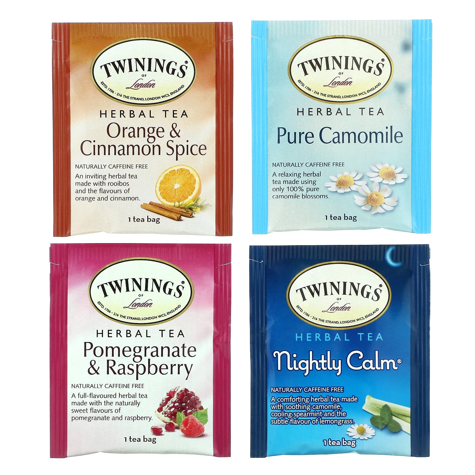 Twinings, Ассорти из травяных чаев, смешанный набор, без кофеина, 20 чайных пакетиков, 34 г (1,23 унции)