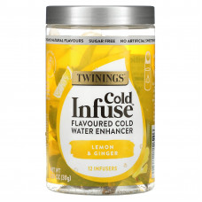 Twinings, Cold Infuse, ароматизатор для холодной воды, лимон и имбирь, 12 шт., 30 г (1,06 унции)