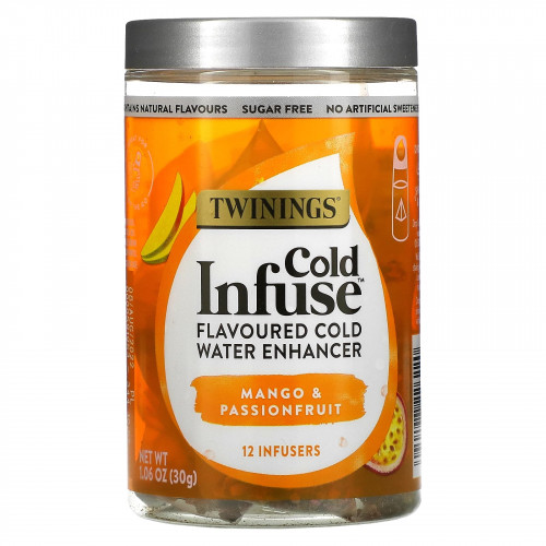 Twinings, Cold Infuse, ароматизатор для холодной воды, манго и маракуйя, 12 шт., 30 г (1,06 унции)