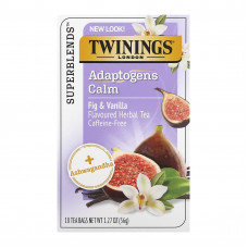 Twinings, Calm, адаптогены, травяной чай со вкусом инжира и ванили, без кофеина, 18 чайных пакетиков, 36 г (1,27 унции)