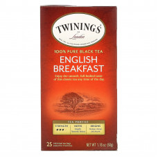 Twinings, 100% чистый черный чай «Английский завтрак», 25 чайных пакетиков, 50 г (1,76 унции)