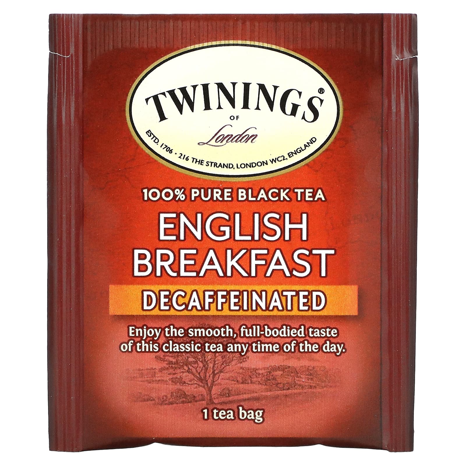 Twinings, 100% чистый черный чай, английский завтрак, без кофеина, 25 чайных пакетиков, 50 г (1,76 унции)